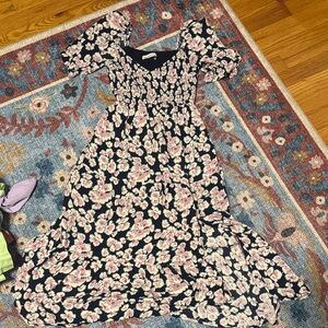 Abercrombie & Fitch Navy and Pink Midi Dress